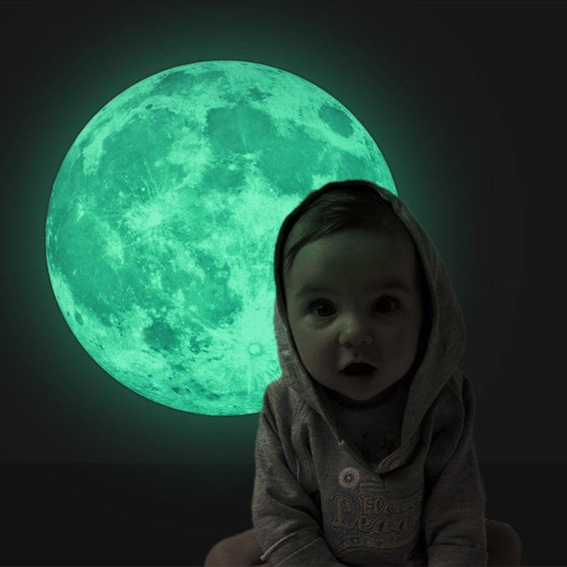 Homics Glow in The Dark Moon Wall Decals 11.8 inch Luminous Sticker at Night, Perfect Ceiling or Wall Decor for Kids' Bedroom - Image 3